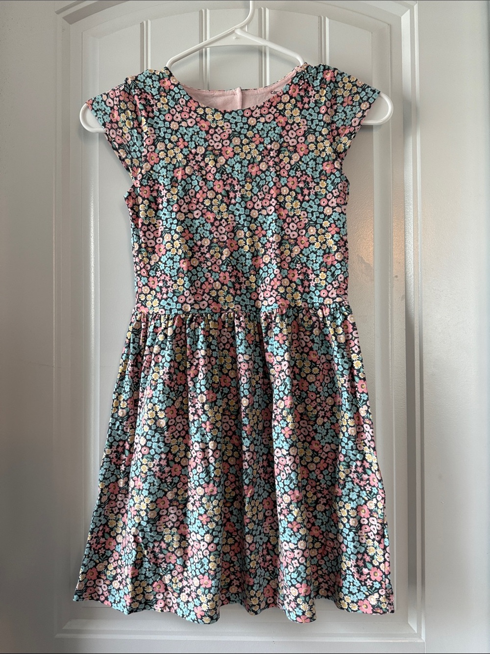 Gently worn Carter's Multi Floral Fit-and-Flare Dress in Pink and Blue